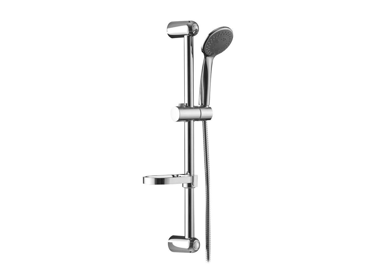 Saliscendi Doccia Marvon Inox Lucido Cromo 3 Getti con Mensola Portasapone-21738