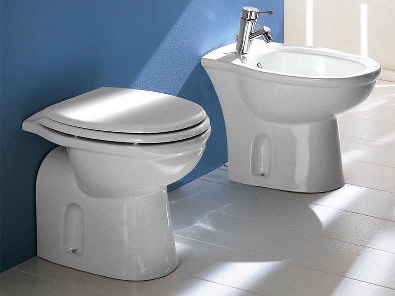 Wc a Terra Praga Distanziato Scarico a Pavimento Bianco Lucido-9285