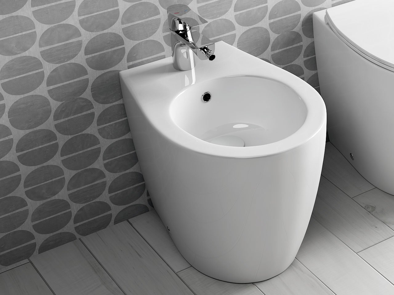 Bidet a Terra Sentimenti Neo 52X36 cm Filomuro Bianco Lucido-16177