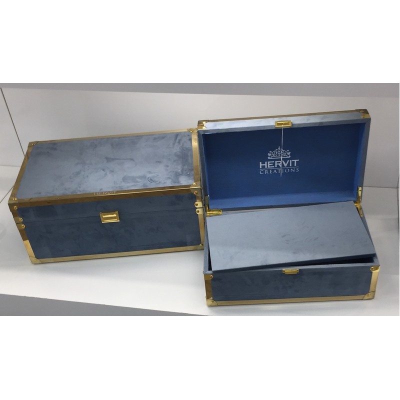 SET 2 BAULETTI CELESTI MDF 40X23X16/48X30X20 CM. HERVIT