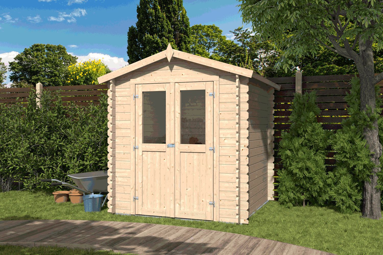 Casetta da giardino prefabbricata "Wegscheid", spessore 19 mm - 212 x 198 cm (l x p) - incl. tetto in legno massello e cartone catramato