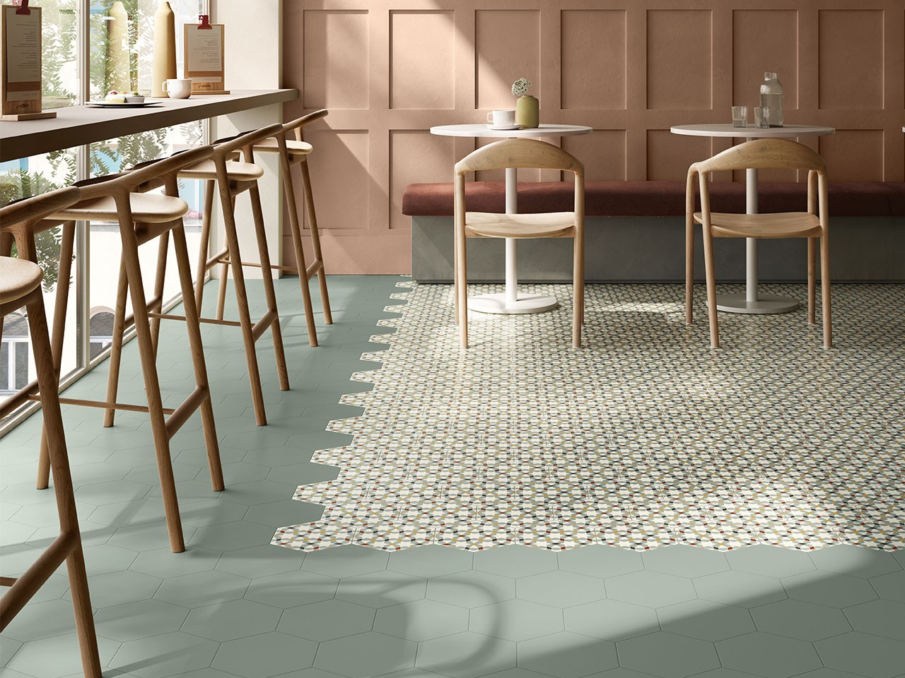 Piastrella Six Sage Esagona 21x18,2 Gres Tinta Unita Verde Salvia-76324