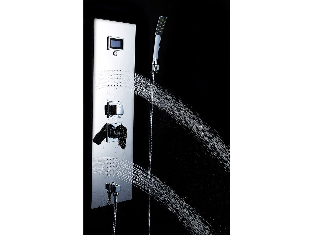 Pannello Doccia Slim Squared 2 Getti Idro Acciaio Inox Lucido a Specchio-14658