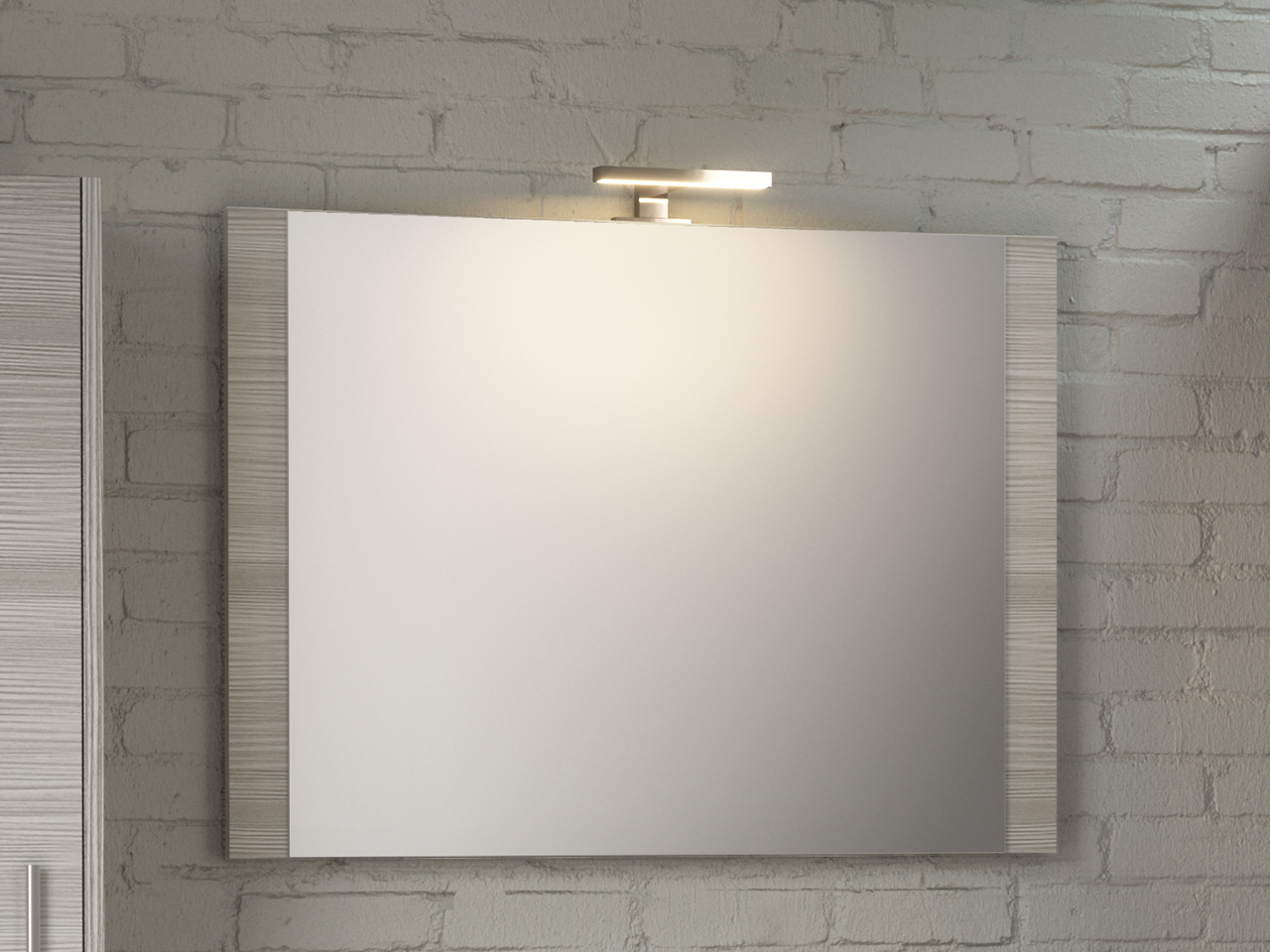 Specchio Bagno Smile Cm. 89X60 Larice Grigio-17635