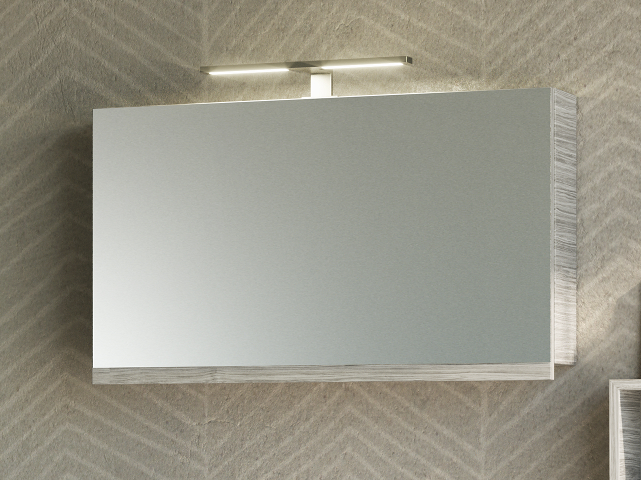 Specchio Bagno Smile Contenitore 90X51 Larice Grigio-19738