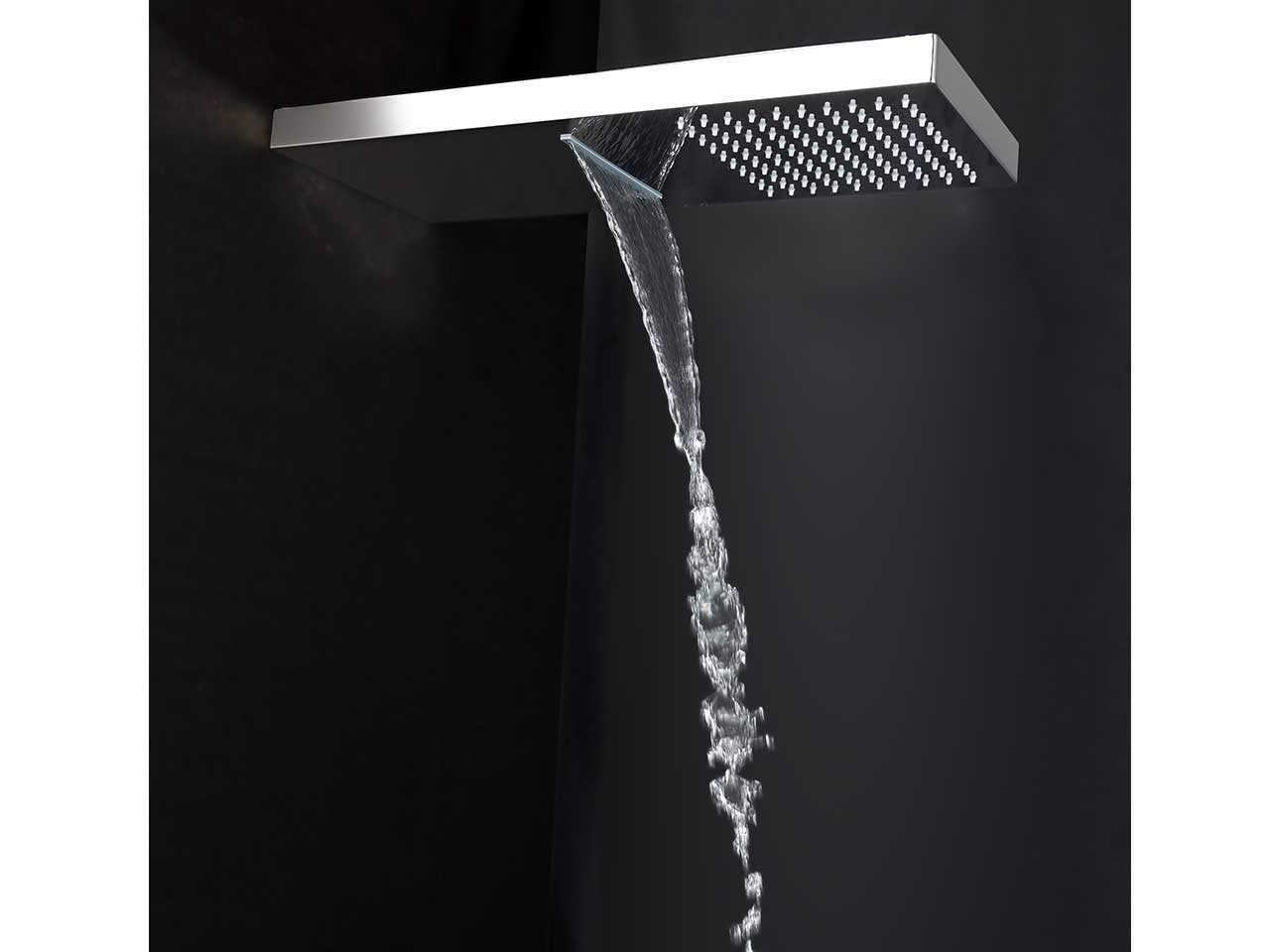 Soffione Doccia 50X22 Acciaio Inox Rettangolare Pioggia + Cascata-11197