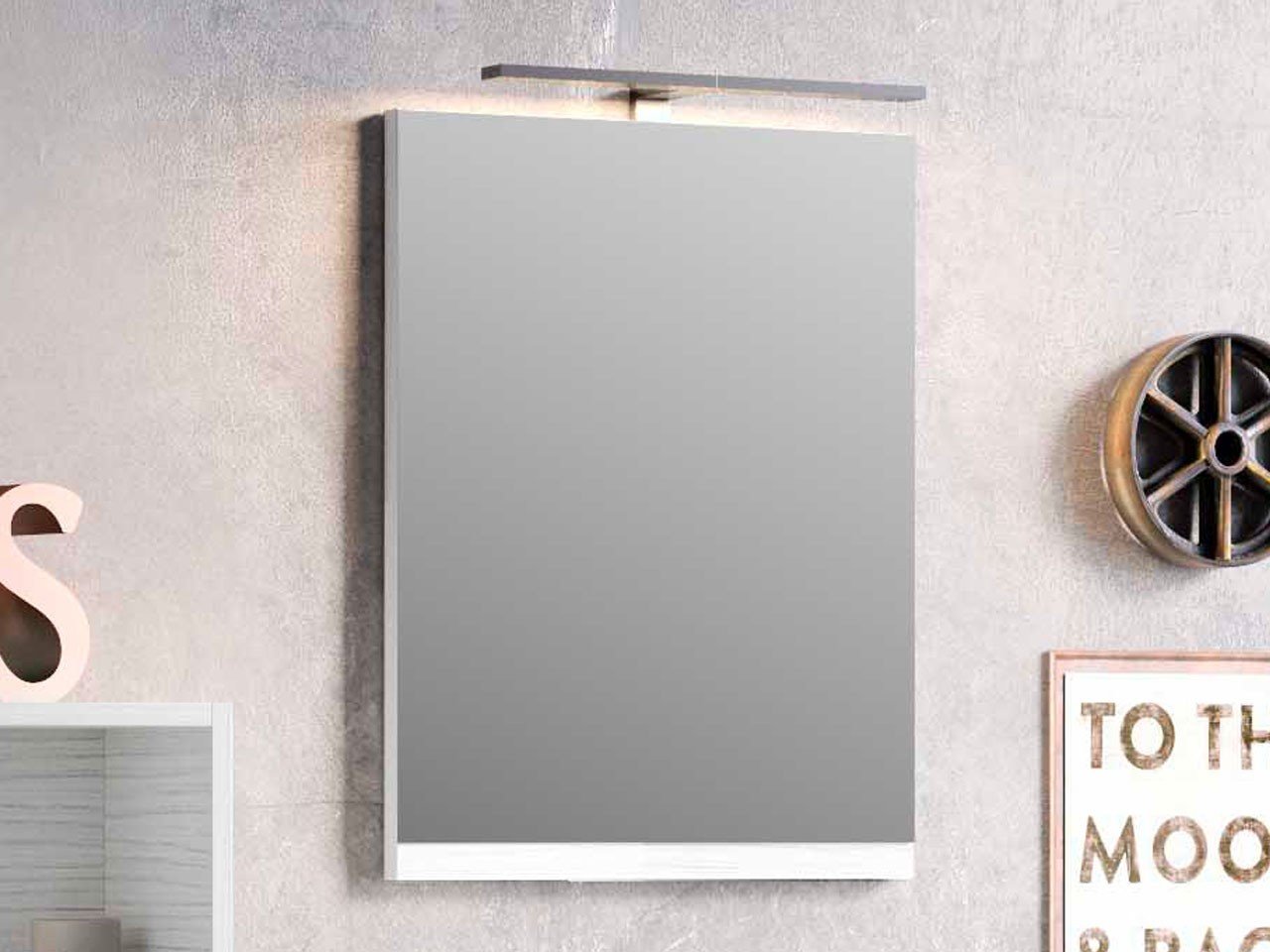 Specchio Bagno Smart 49X61,5 Altezza 2 Larice Bianco-15142