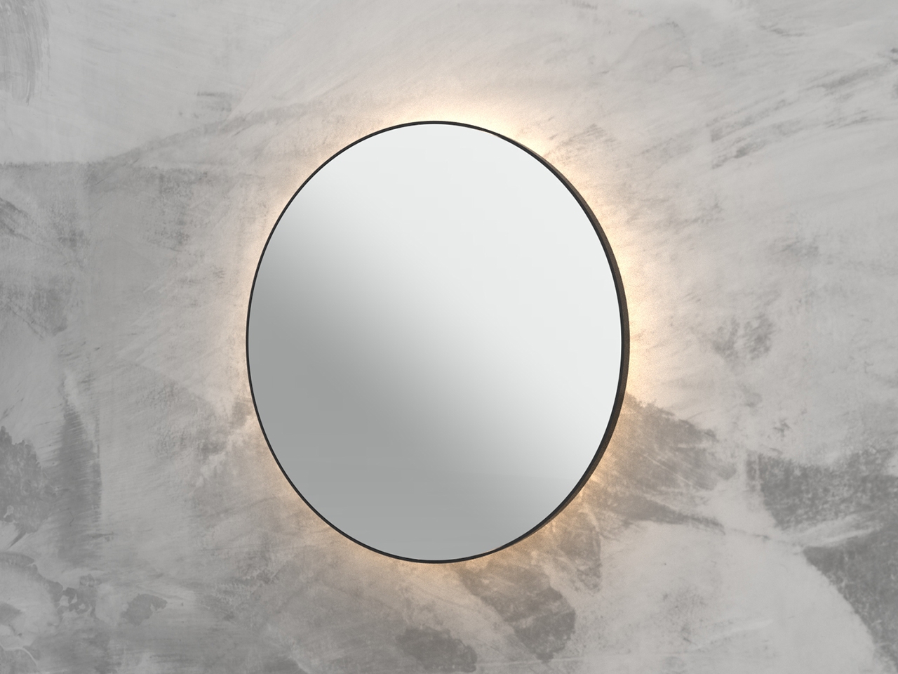 Specchio Bagno Led Queen Ø80 con Cornice Verniciato Nero Opaco-63720