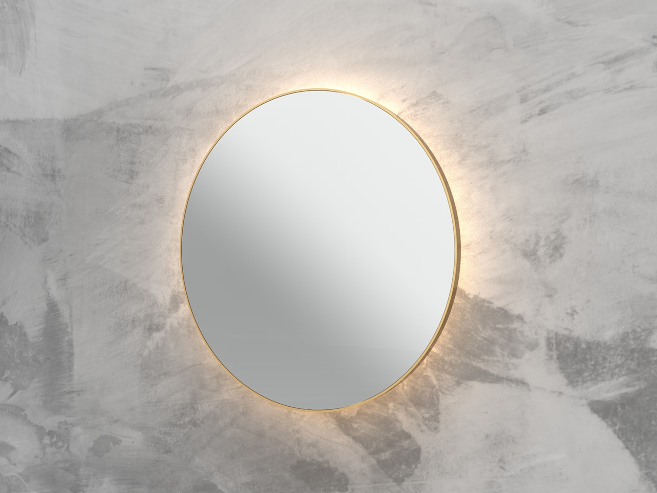 Specchio Bagno Led Queen Ø80 con Cornice Verniciato Oro Opaco-63716