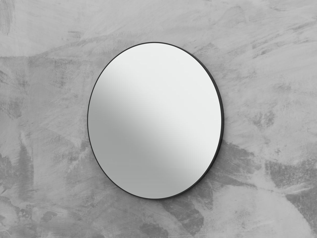 Specchio Bagno Queen Ø80 cm con Cornice Verniciato Nero Opaco-63718