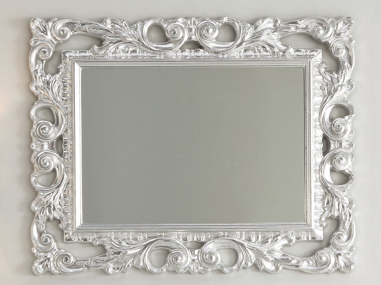Specchio Bagno Barocco 94X75 Foglia Argento-6931