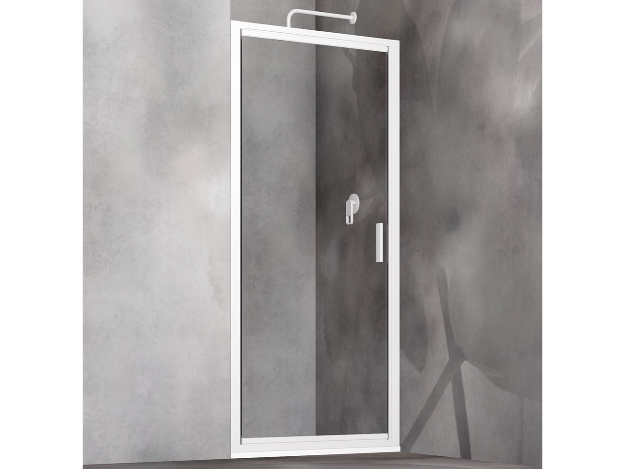 Porta Doccia a Battente Start 70xH190 Est 67/73 Cristallo 6mm Trasparente e Profilo Bianco Lucido-64963