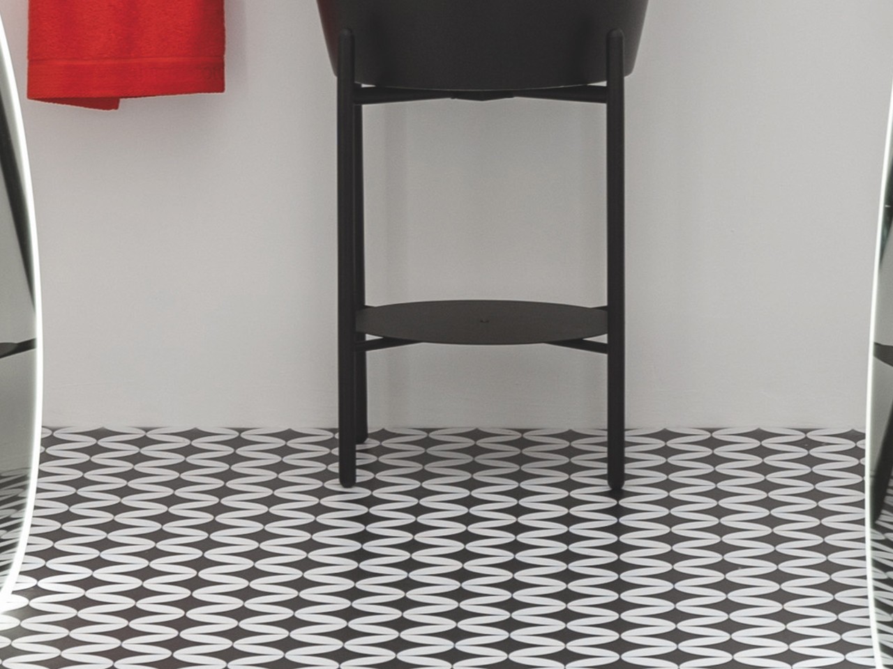 Struttura Portalavabo Semi Freestanding Kracklite in Acciaio Inox Nero Opaco-68968