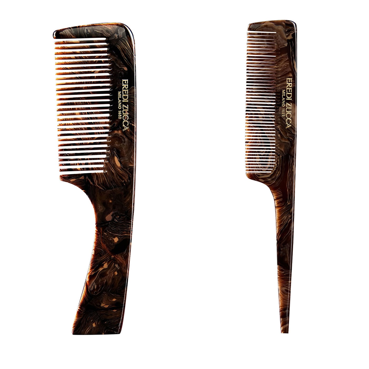 Set di 2 pettinini per capelli con coda e impugnatura