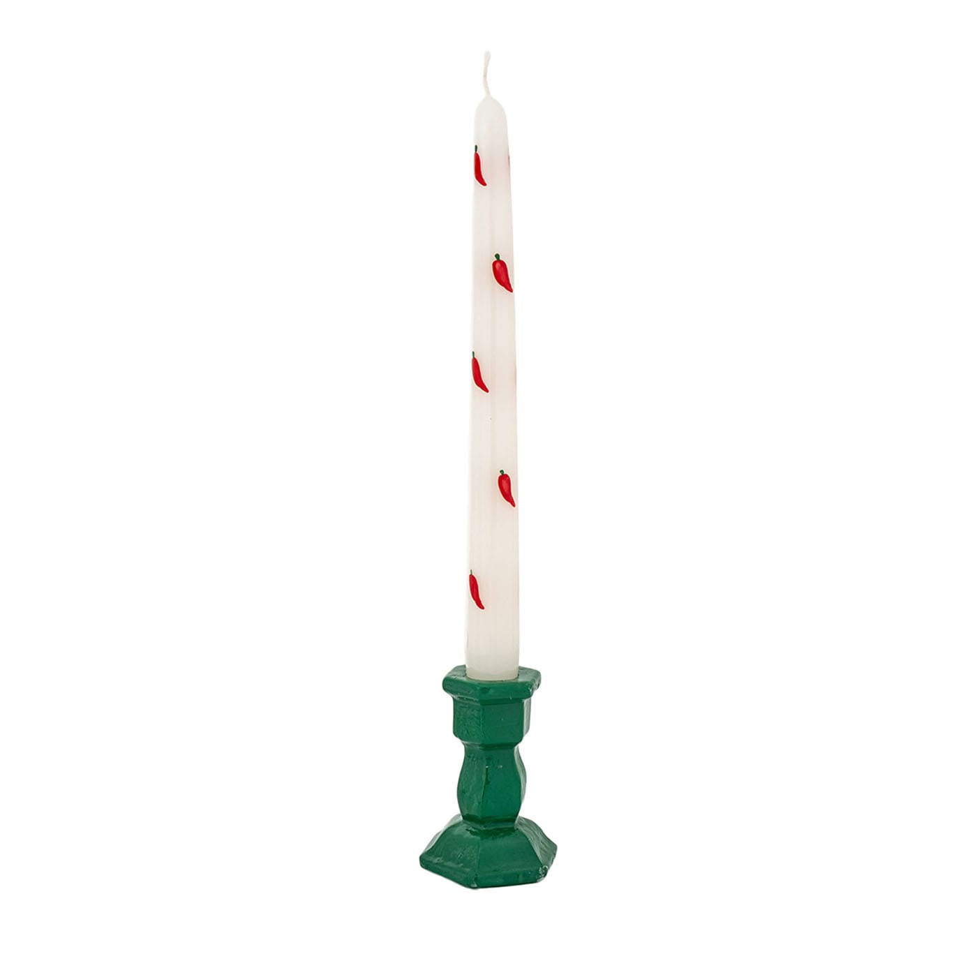 Set di 2 candele ai peperoni verdi con portacandele