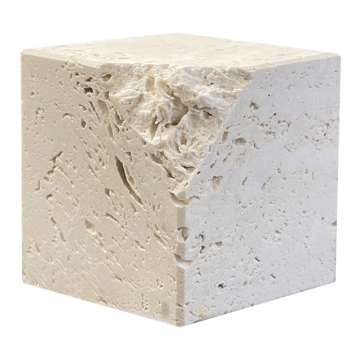 Colpo Da Maestro Piccola scultura cubica in travertino
