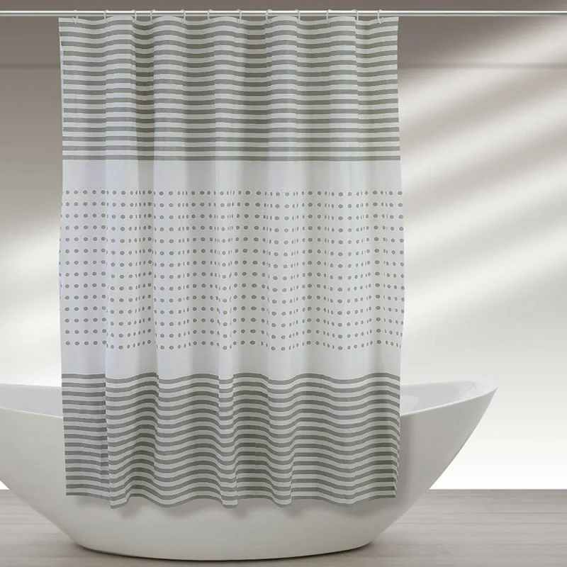 Tenda doccia 180x200 cm in acrilico bianco e beige completa di gancetti