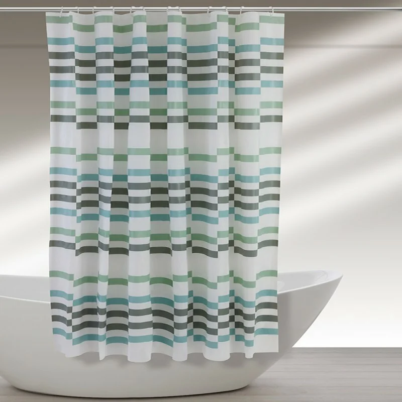 Tenda doccia 240x200cm in acrilico dal motivo a scacchi munita di ganci