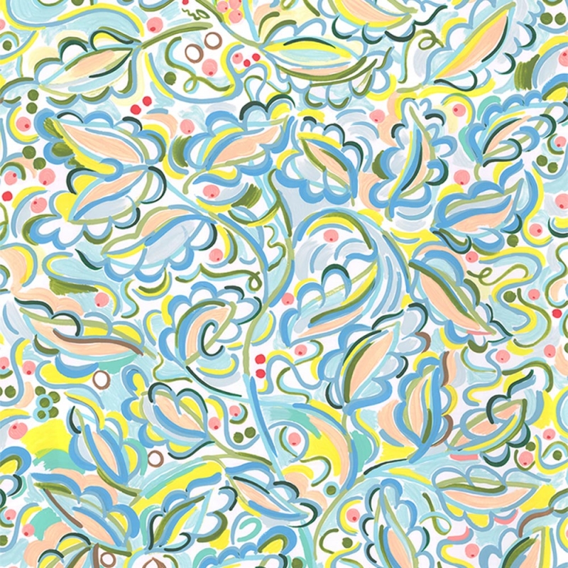 Tessuto Enchanted Leaves Claire de Quénetain