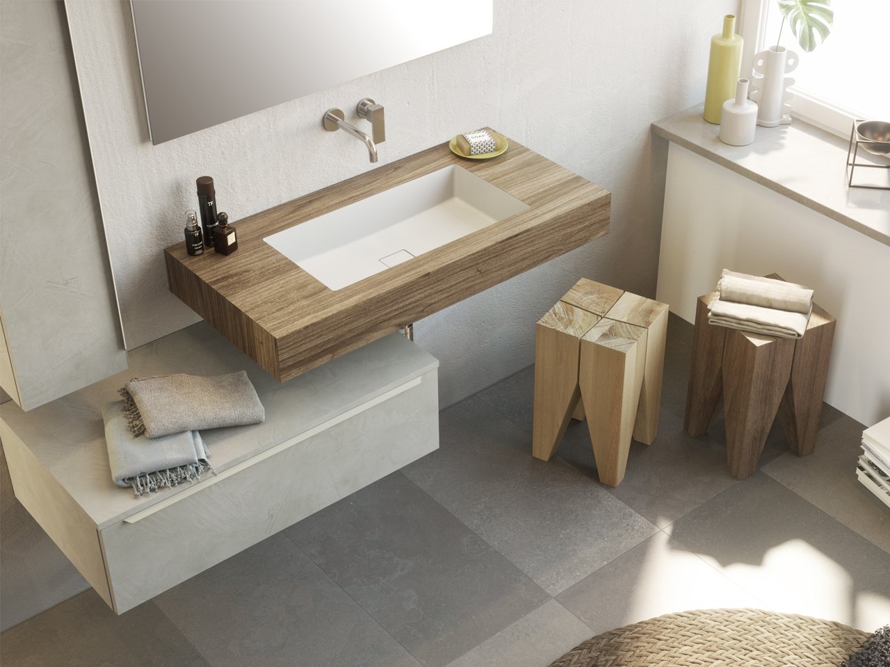 Mensola con Lavabo Bagno Integrato Topsy Unitop Cm. 100 Old Age-16484