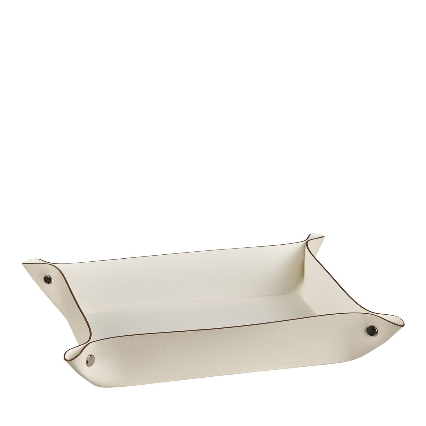 Vide Poche rettangolare in pelle Panna Cotta e Bianca