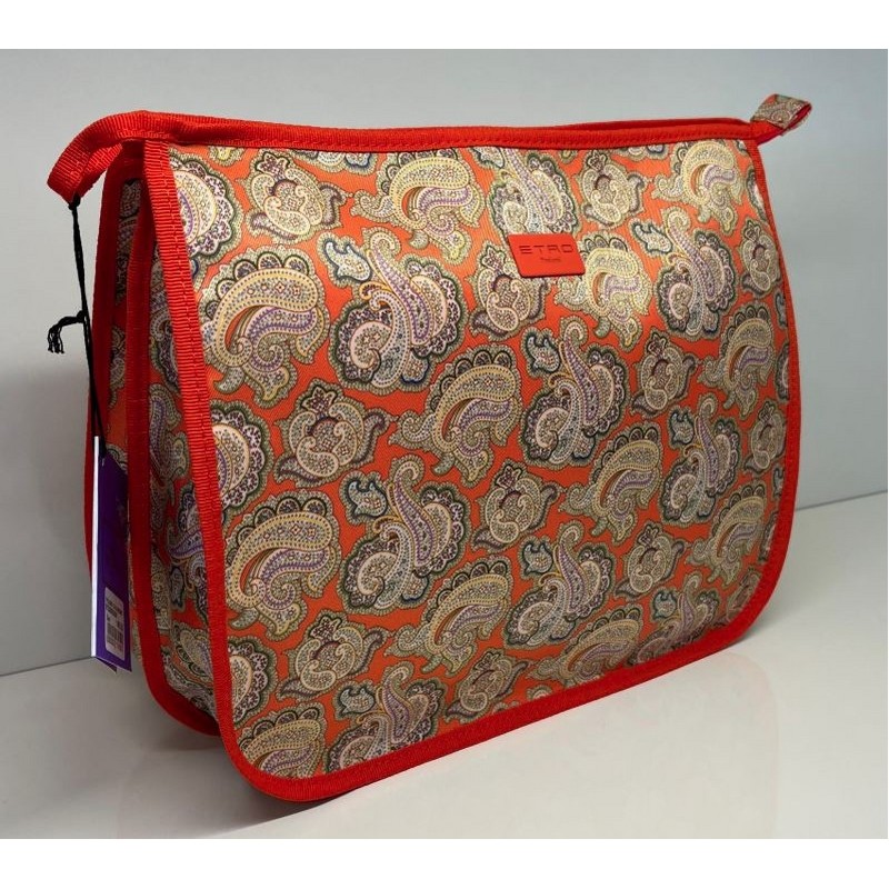 TROUSSE CON DIVISORIO SFONDO/RIFINITURE ARANCIONE 27X23X12 CM. ETRO PROFUMI