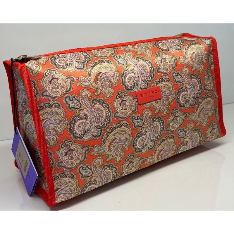 TROUSSE TRAPEZIO SFONDO/RIFINITURE ARANCIONE 29X15X12 CM. ETRO PROFUMI