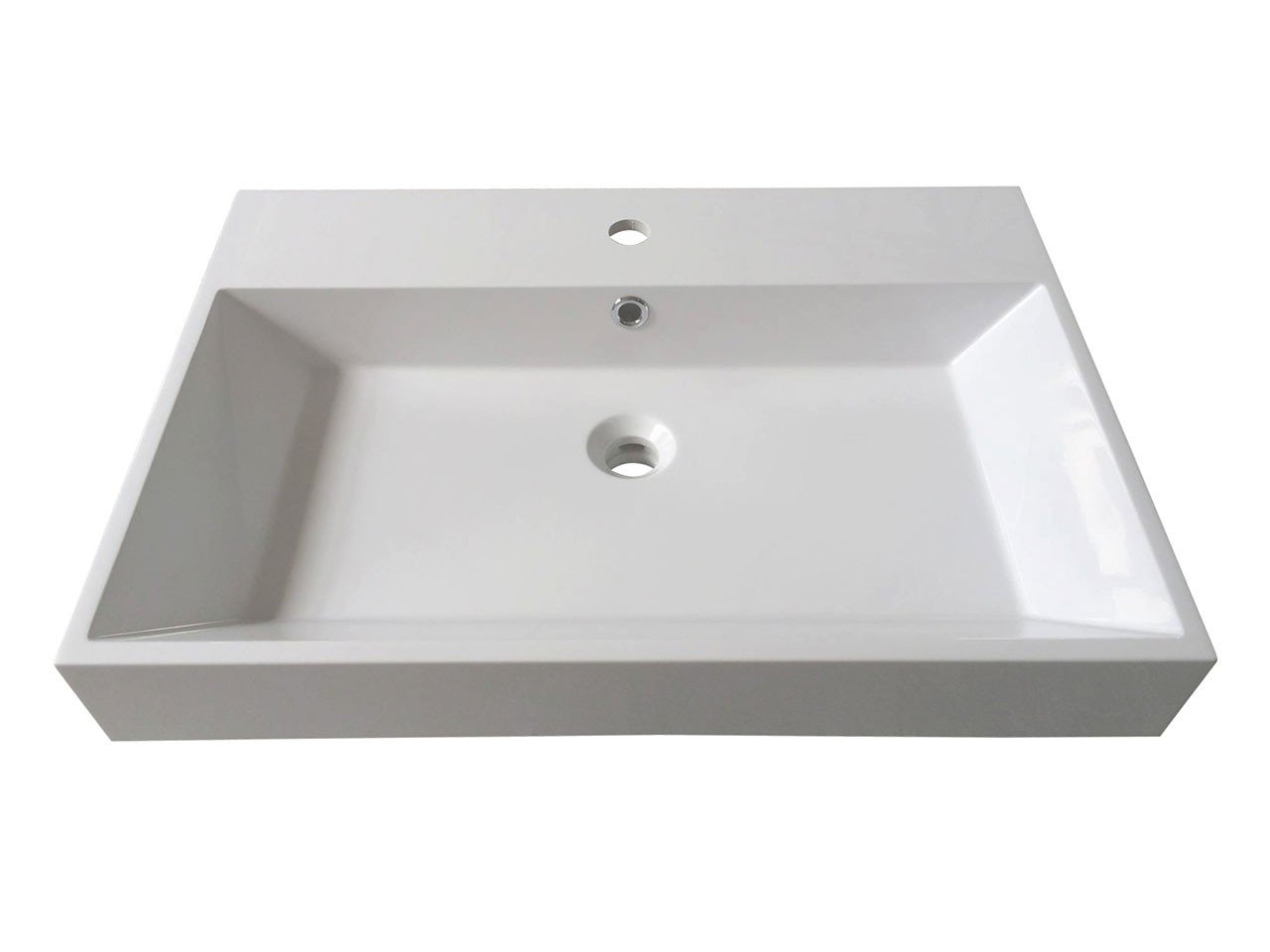 Lavabo Appoggio/Incasso Unitop Qubo 70X48 in Resina Lucido Bianco-12848