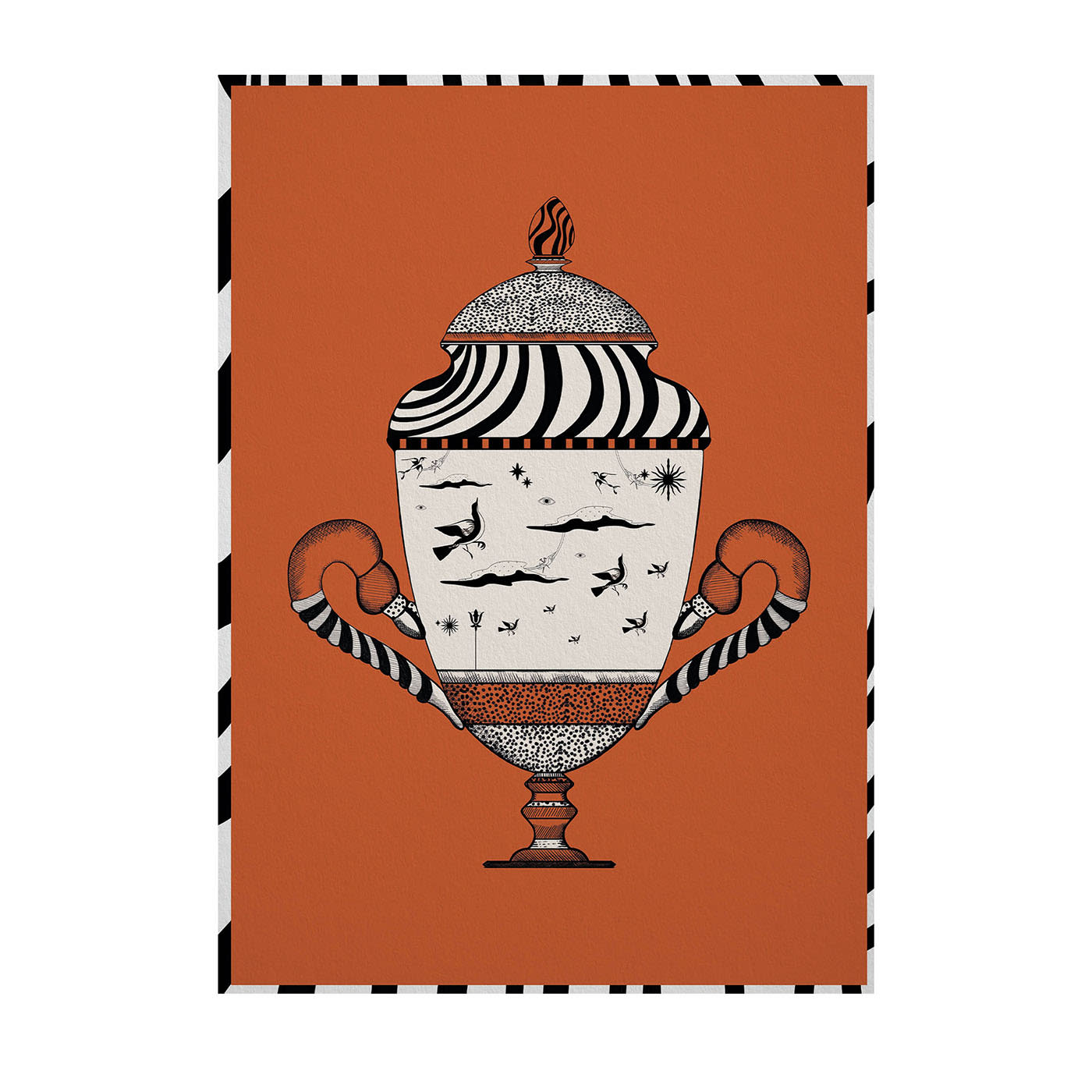 Vaso con Coperchio Stampa Su Viscosa - Edizione Limitata di 15 Pezzi