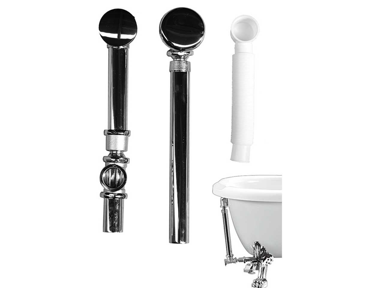 Scarico + Troppo Pieno + Tubo Raccordo per Vasche Stile Retrò-12373