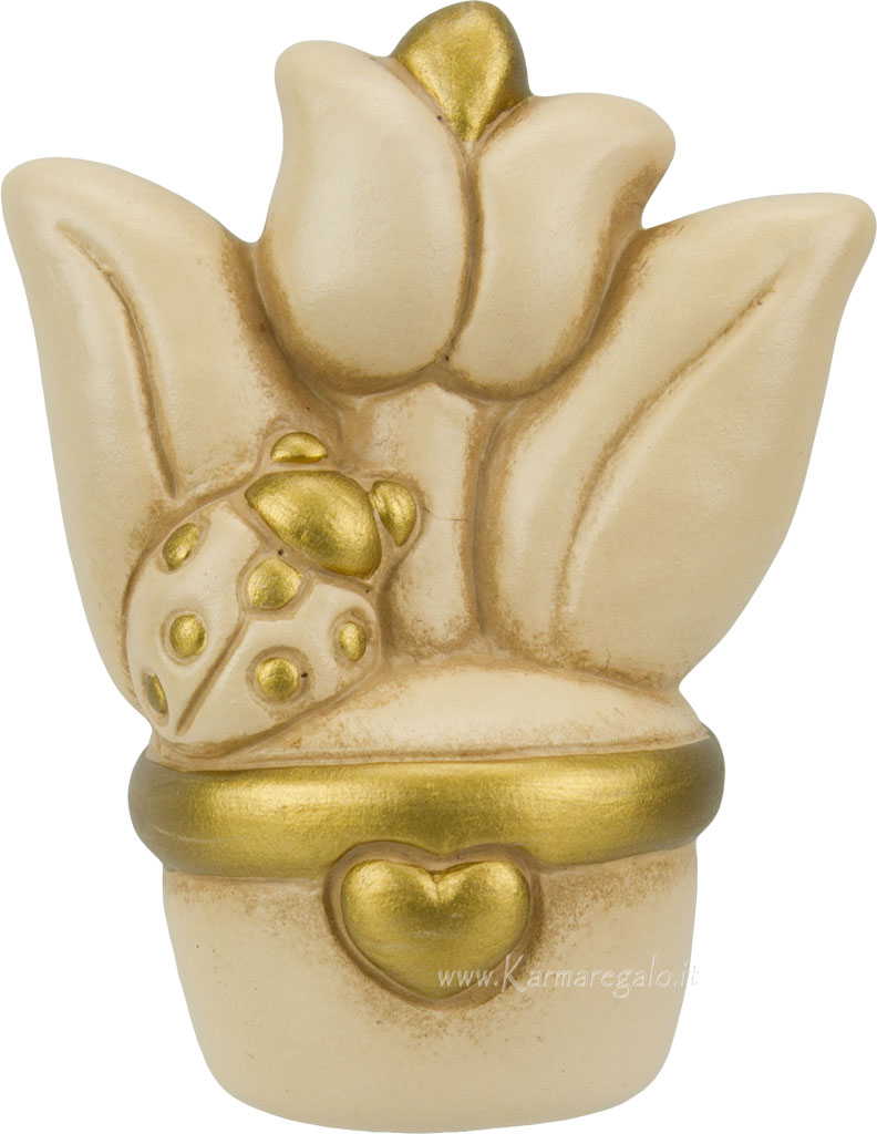 Vasetto con tulipano e coccinella Oro Soft