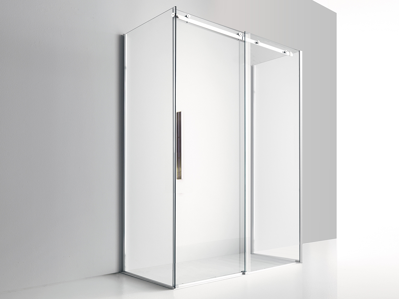 Box Doccia Velo 70x100x70 H200 Est 97/99-67/69-66,5/68,5 Porta Scorrevole e 2 lati fissi Crist. 8 mm Trasparente Cromato-9008334