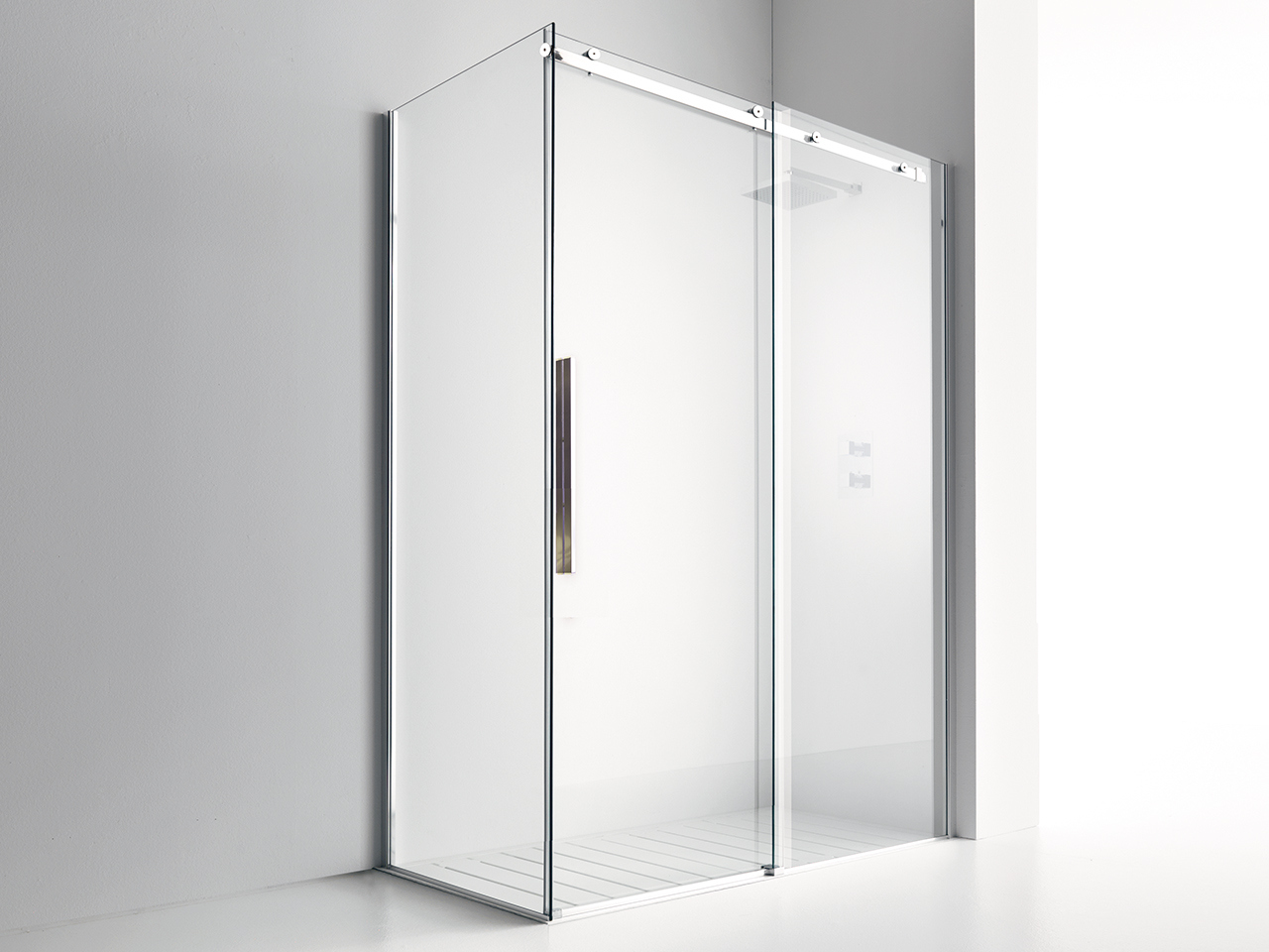 Box Doccia Angolare Velo 70x100 H200 Est 97/99 - 67/69 Porta Scorrevole e Lato Fisso Cristallo 8 mm Trasparente Cromato-9008346