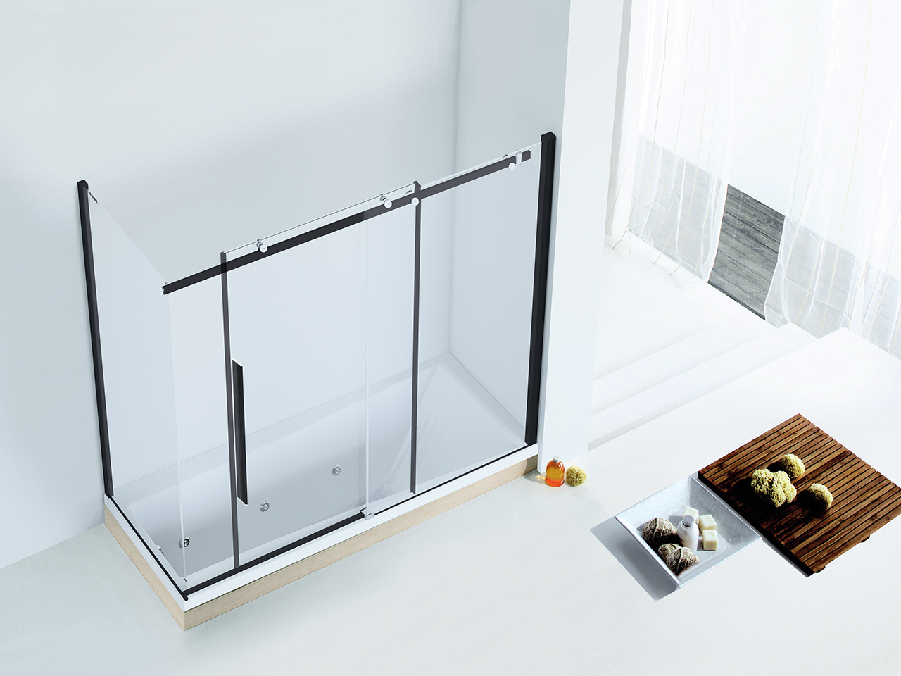 Box Doccia Per Vasca Velo 170X70Xh150 1 Anta Scorrevole Cristallo Trasparente 8 Mm Profilo Nero Opaco-9008392