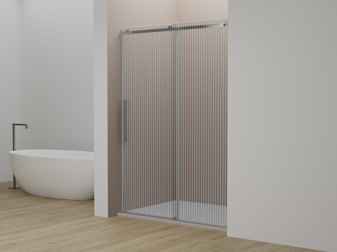 Porta Doccia Velo cm 100 H200 Est 98/100 Anta Scorrevole Destra Cristallo Serigrafato Profili Cromo-9011820