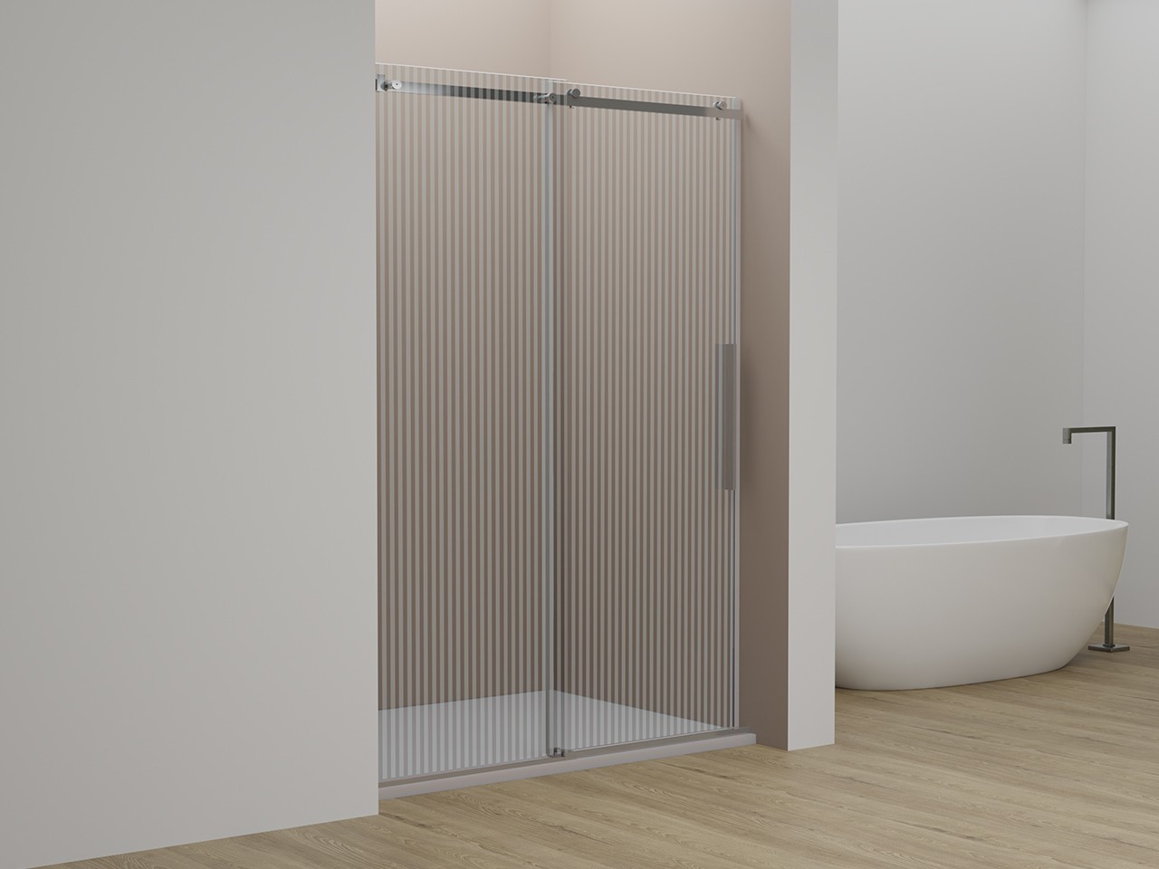 Porta Doccia Velo cm 100 H200 Est 98/100 Anta Scorrevole Sinistra Cristallo Serigrafato Profili Cromo-9011821