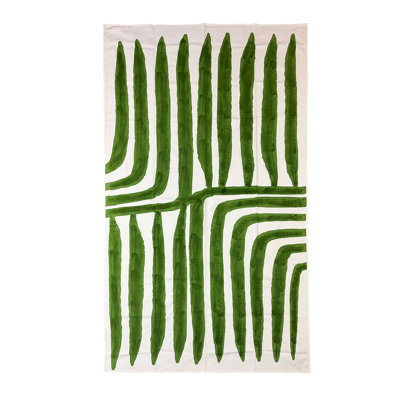 Tovaglia di cotone a righe verdi dipinta a mano