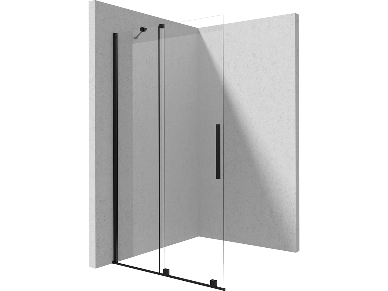 Walk-In Prizma Anta Scorrevole cm 100 H195 Est 98-100 Cristallo 6 mm Trasparente Profili Nero Opaco-79011