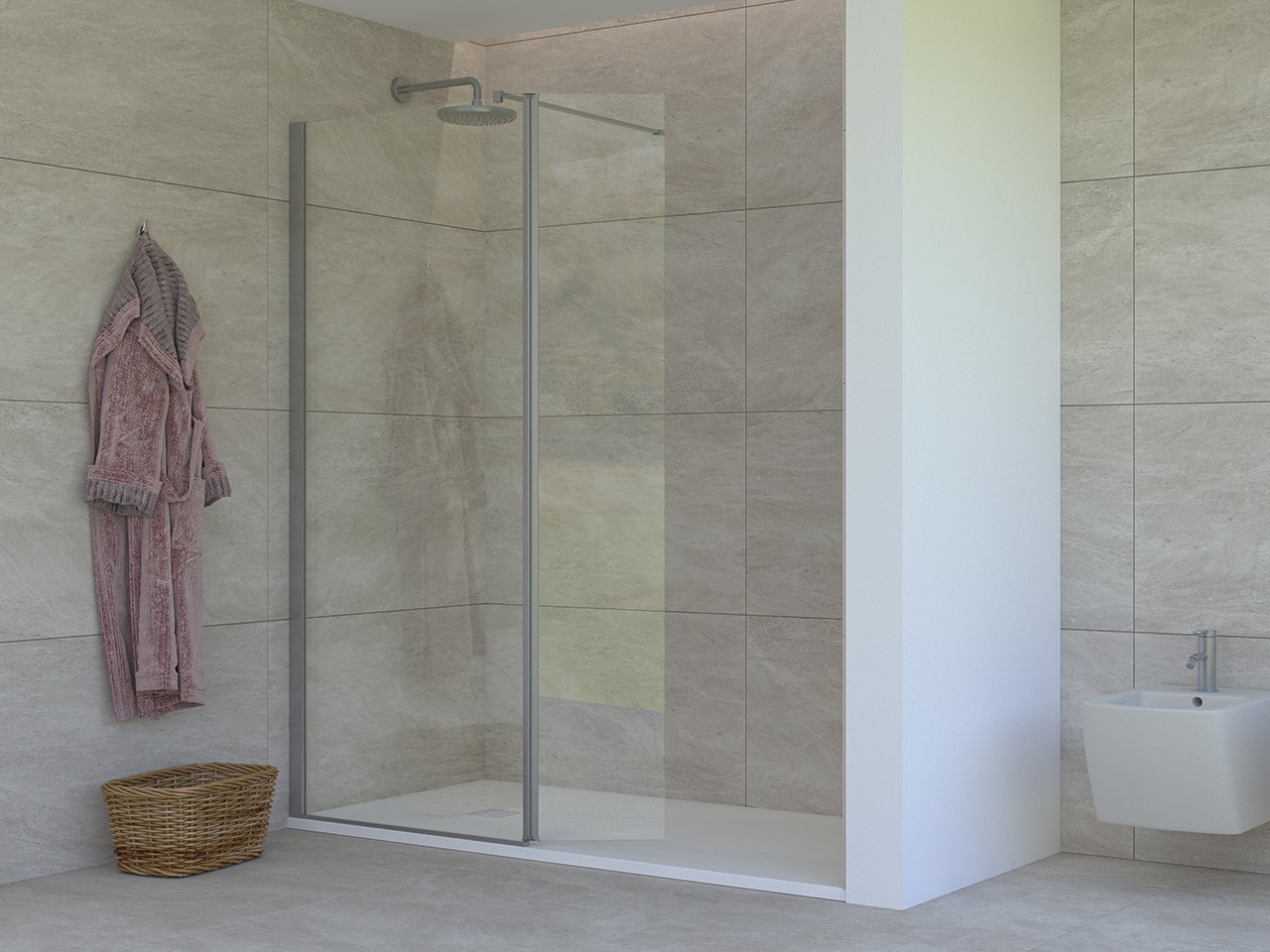 Walk-In Miro' 100 cm H200 Est 98,5/100 Sinistro con Aletta Cristalli 6 mm Trasparenti e Profili Cromo-73835