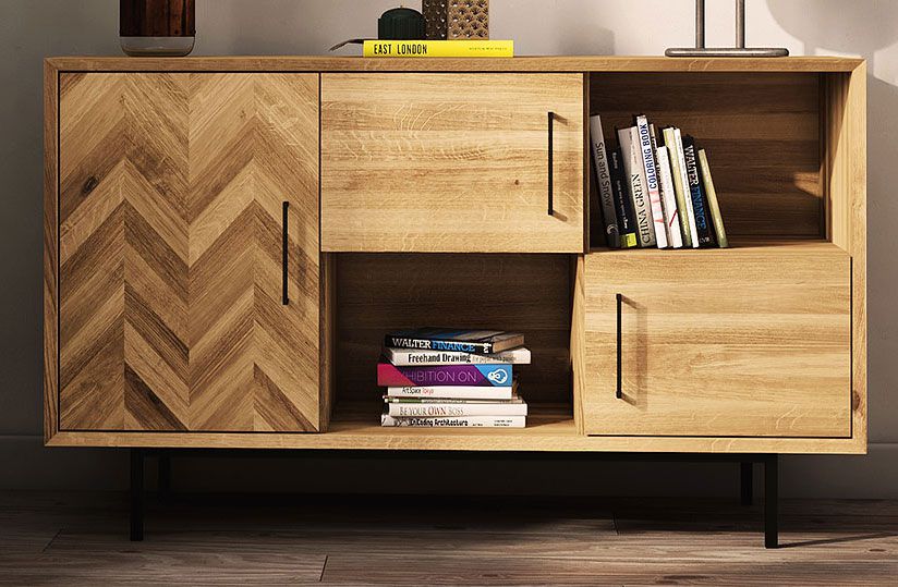 Cassettiera "Kumeu" 39, rovere massello selvatico, oliato - 80 x 144 x 45 cm (h x l x p)