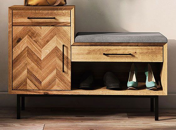 Cassapanca / Scarpiera "Kumeu" 56, rovere selvatico, oliato - 70 x 97 x 36 cm (h x l x p)