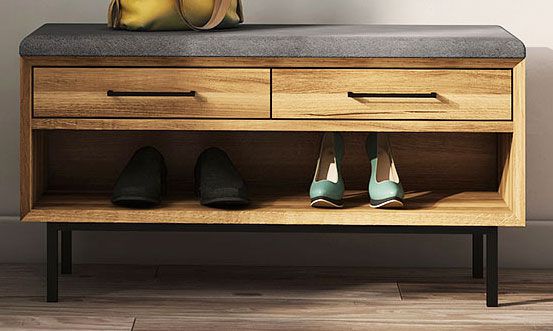 Cassapanca / Scarpiera "Kumeu" 57, rovere massello selvatico, oliato - 52 x 97 x 36 cm (h x l x p)