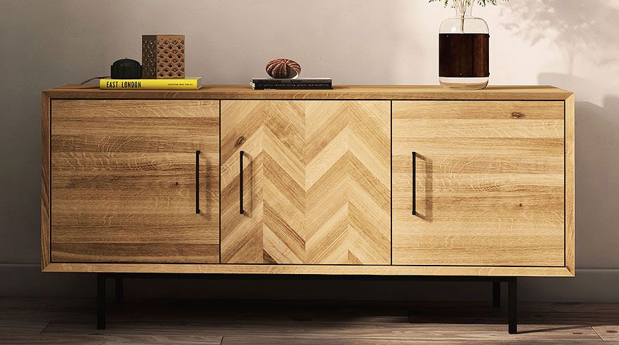 Cassettiera "Kumeu" 22, rovere massello selvatico, oliato - 65 x 144 x 45 cm (h x l x p)