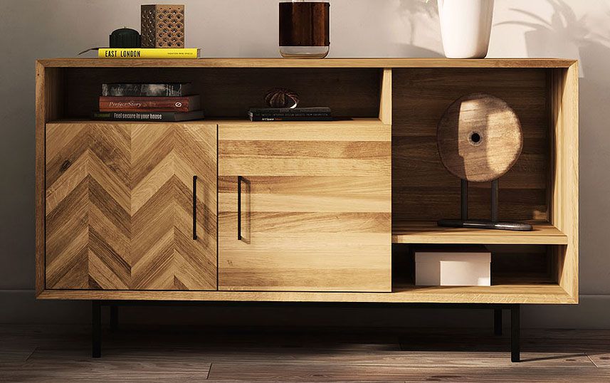 Cassettiera "Kumeu" 37, rovere massello selvatico, oliato - 80 x 144 x 45 cm (h x l x p)