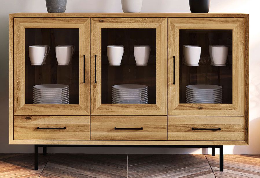 Vetrinetta "Kumeu" 48, rovere selvatico, oliato - 95 x 144 x 45 cm (h x l x p)