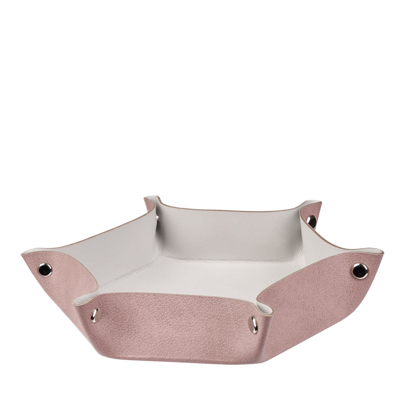 Vide Poche in pelle rosa cenere e Oyster