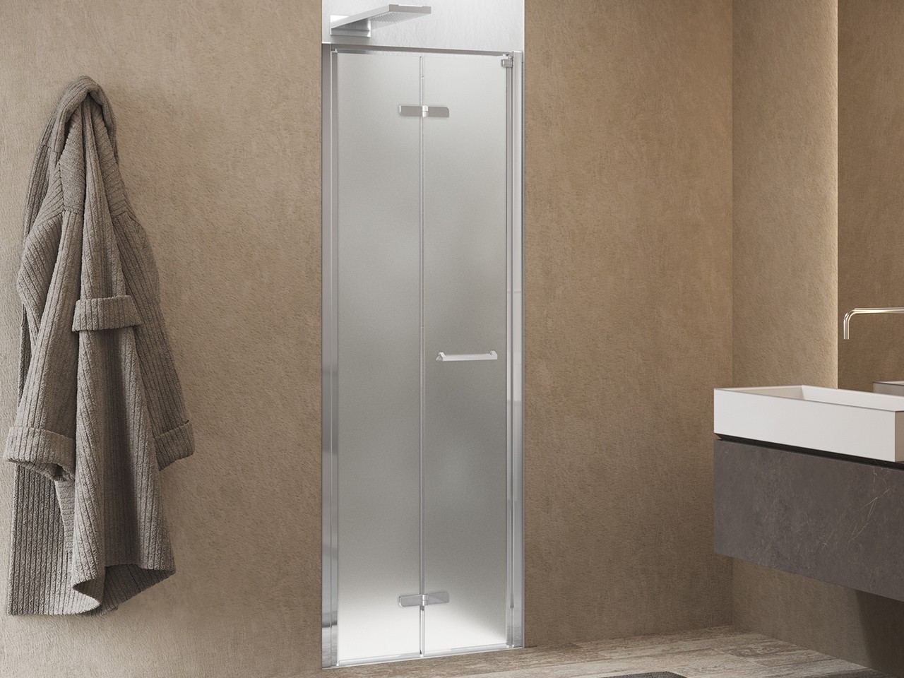 Porta Doccia a Soffietto Xeno 70xH200 Est 65/69 cm Apertura a Sinistra Cristallo Satinato Profili Cromo-68597