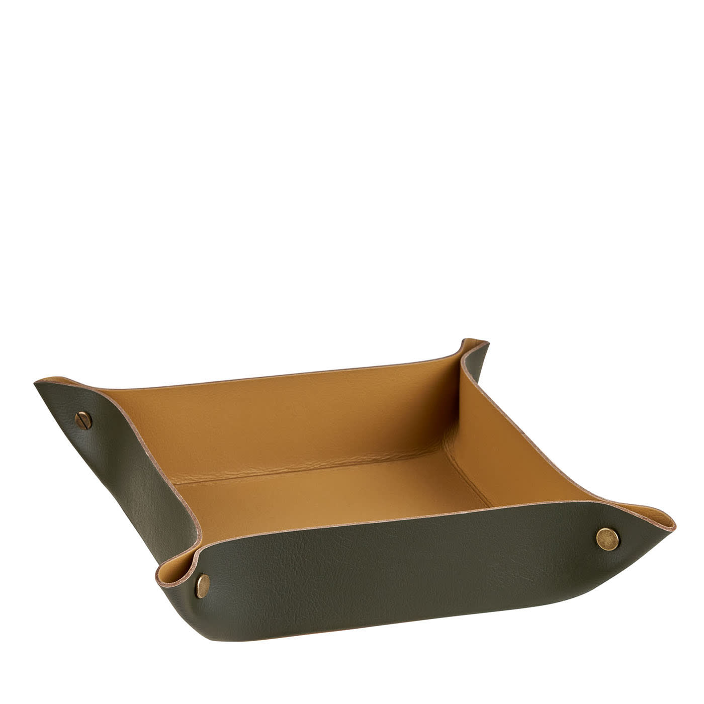 Vide Poche quadrata in pelle Oliva e Senape