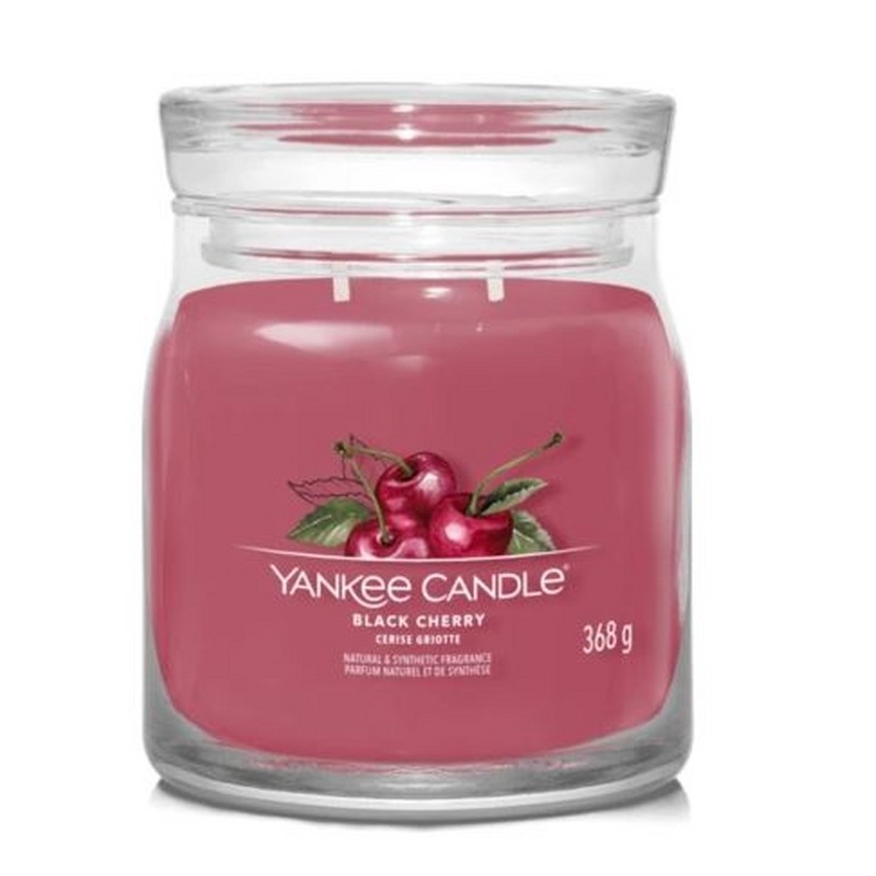 YANKEE CANDLE CANDELA IN GIARA MEDIA SIGNATURE BLACK CHERRY