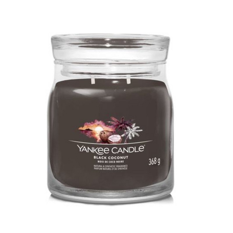 YANKEE CANDLE CANDELA IN GIARA MEDIA SIGNATURE BLACK COCONUT